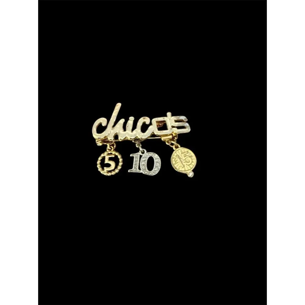 Chicos Letter Pin Brooch Gift‎ Employee Glam Bling Collectible Statement Classic - Picture 2 of 3